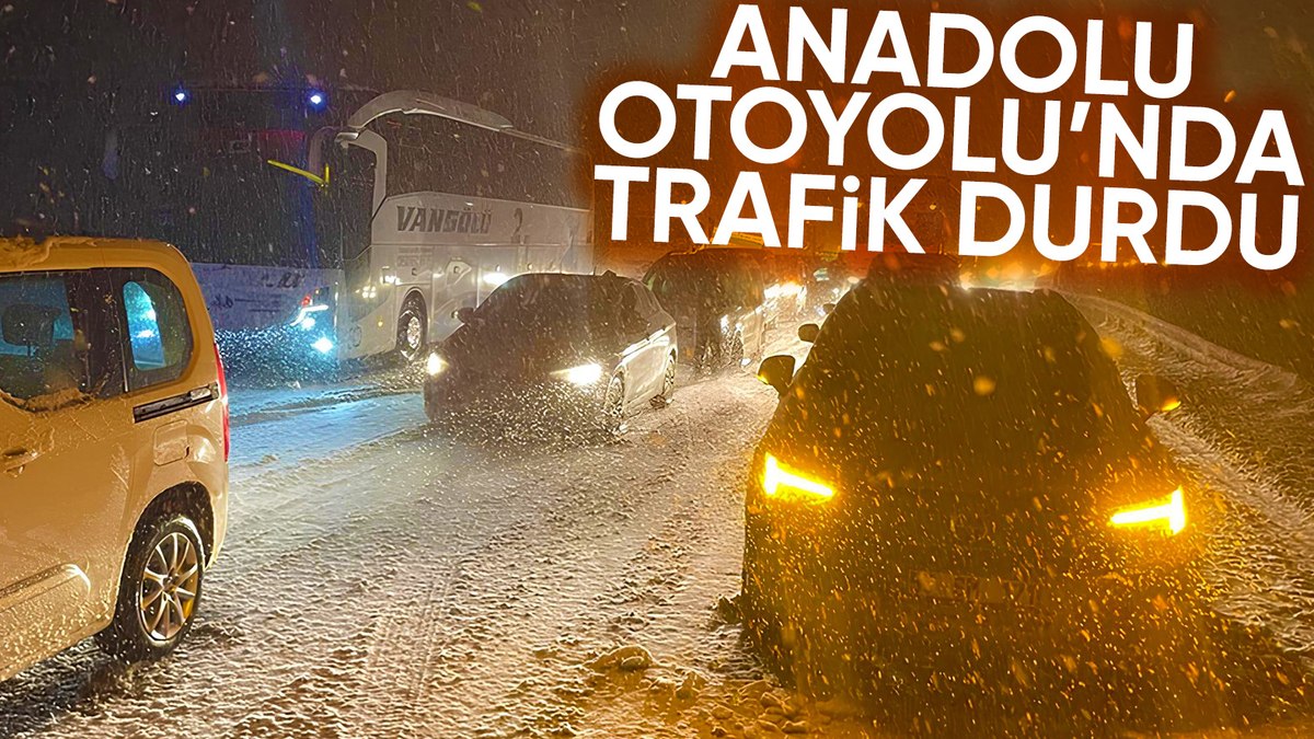 Anadolu Otoyolu’nda kar yağışı ulaşımı felç etti