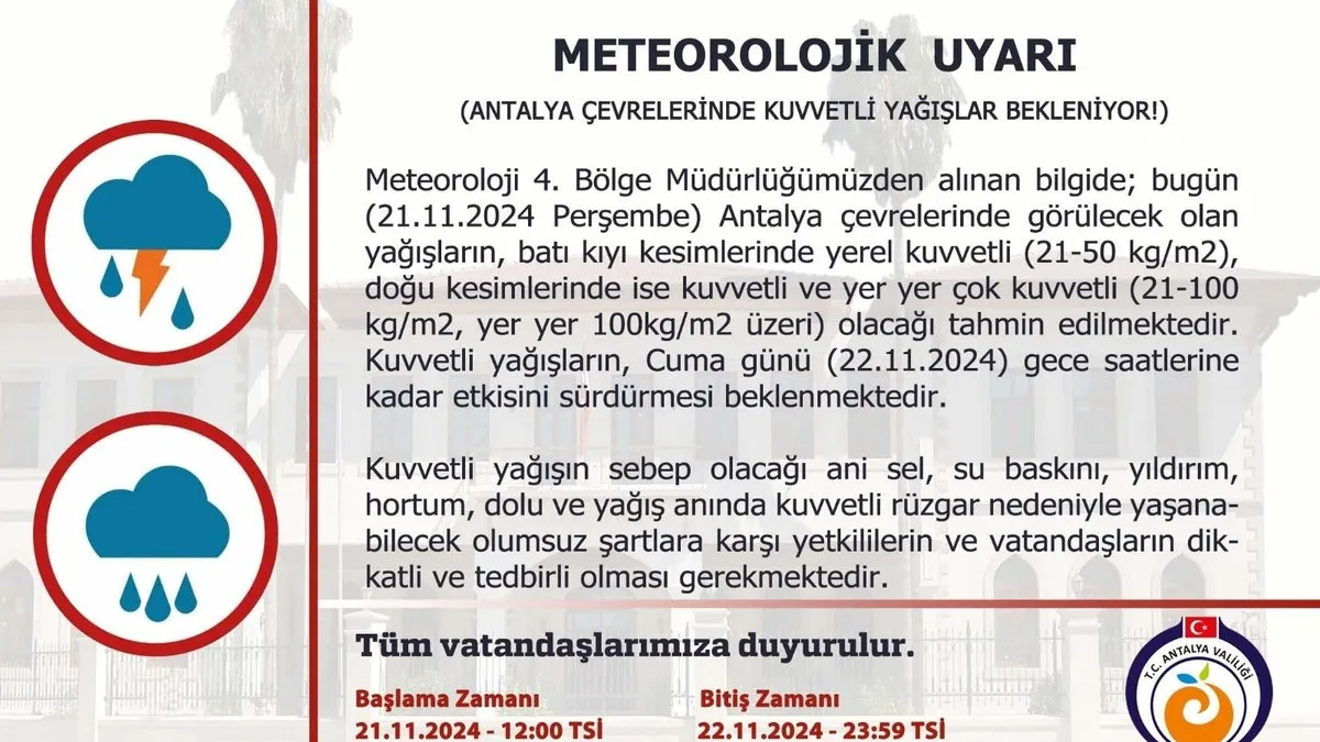 Antalya'da 6 ilçede cuma günü okullar tatil #antalya