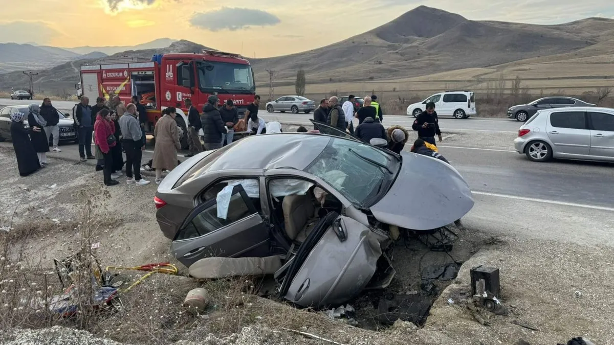 Erzurum’da otomobil su kanalına çarptı: 3 ölü, 2 ağır yaralı