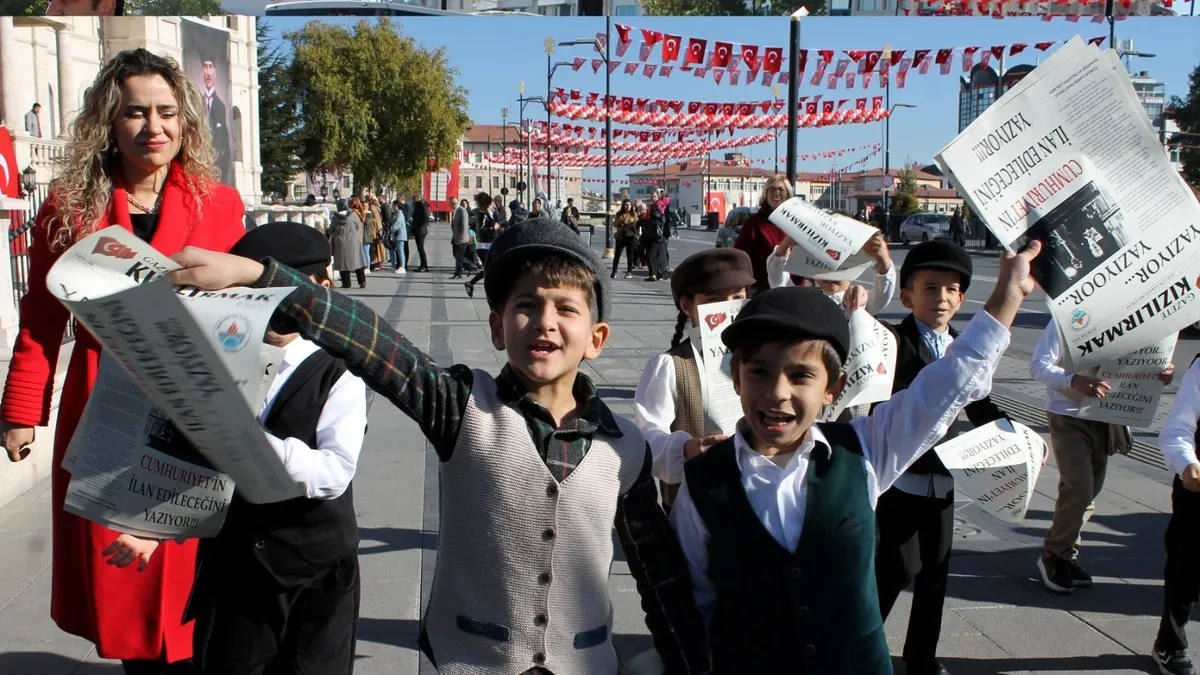 Sivas’ta öğrenciler Cumhuriyet’in ilanını gazeteyle duyurdu