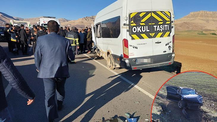 Mardin’de feci kaza! Servis minibüsü ile otomobil çarpıştı: 12 yaralı