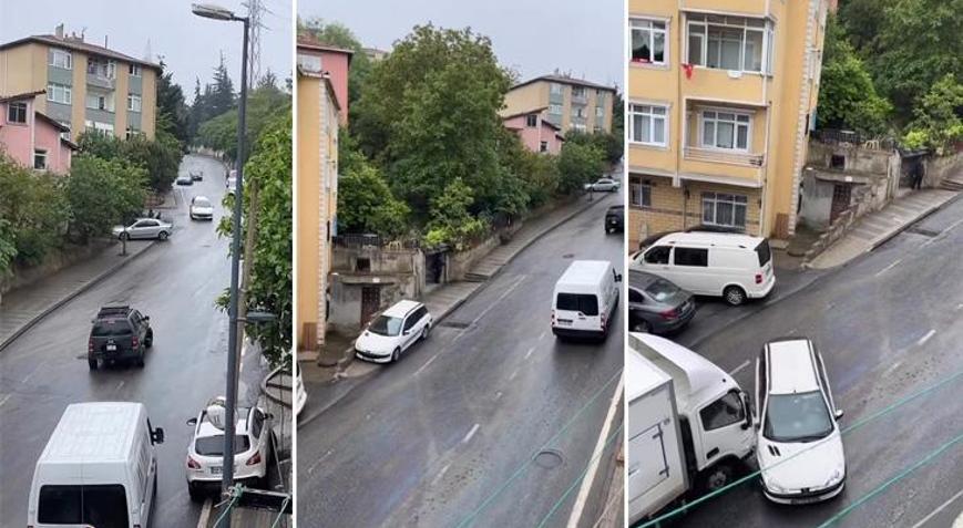 İstanbul’da yola akaryakıt aktı! Çok sayıda araç birbirine girdi