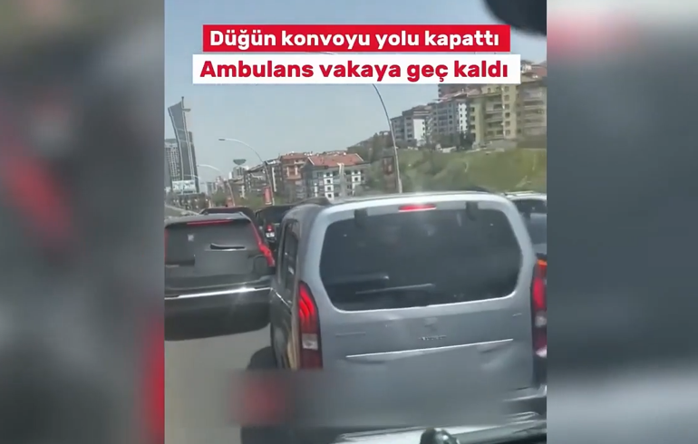 Ankarada ambulansa yol vermeyen düğün konvoyuna ceza yağdı
