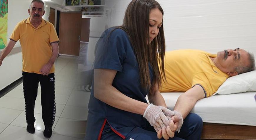 ‘Yatakta oturmak bile bana yeter’ diyordu! Felçli hasta sedyeyle geldi, yürüyerek çıktı