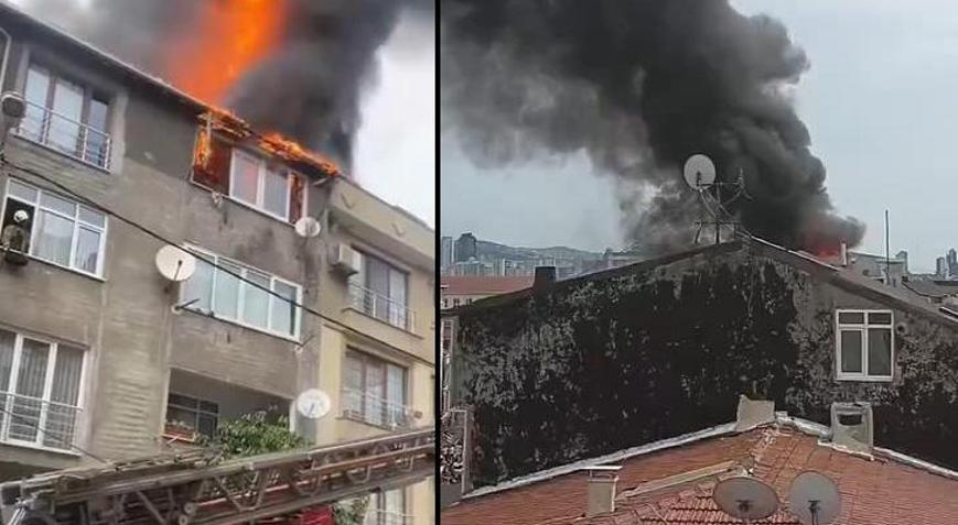Ataşehir’de 5 katlı binanın çatısında yangın! Ekipler sevk edildi