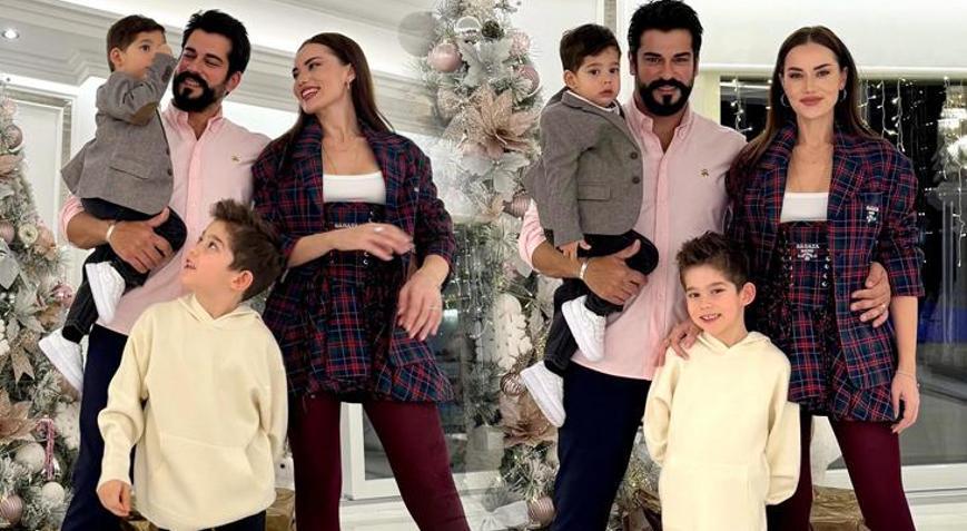 Burak Özçivit ve Fahriye Evcen çiftinden mutlu aile pozu
