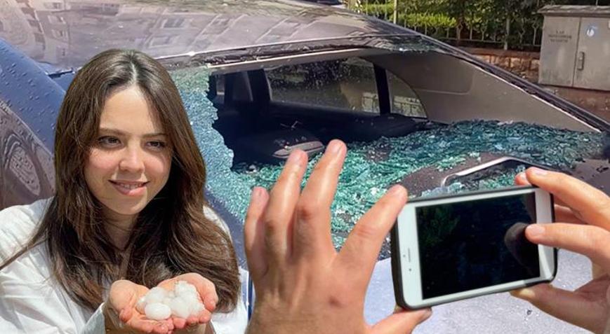 Kentte devasa büyüklükte doluyağdı! Hatıra fotoğrafı çektirdiler