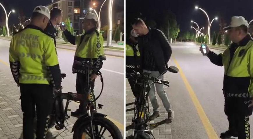 Alkollü bisiklet sürücüsüne ceza kesildi! Polis: Alkollü şekilde eşek bile kullanamazsın