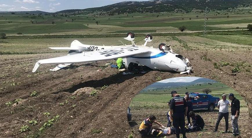 Bilecik’te eğitim uçağı zorunlu iniş yaptı! Kazada pilot yaralandı