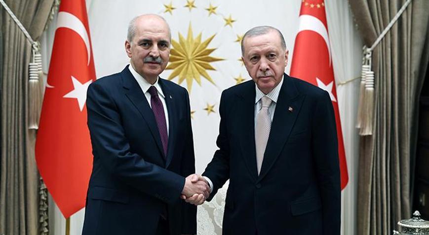 Cumhurbaşkanı Erdoğan, TBMM Başkanı Kurtulmuş’u kabul etti