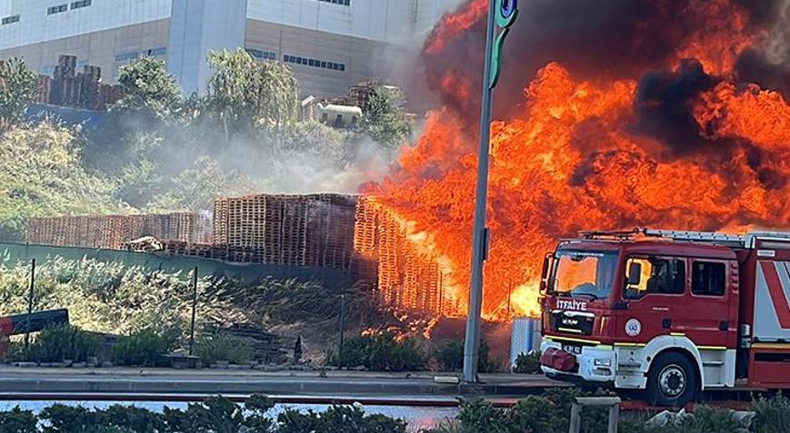 Kocaeli’de palet deposunda yangın: Ekipler seferber oldu