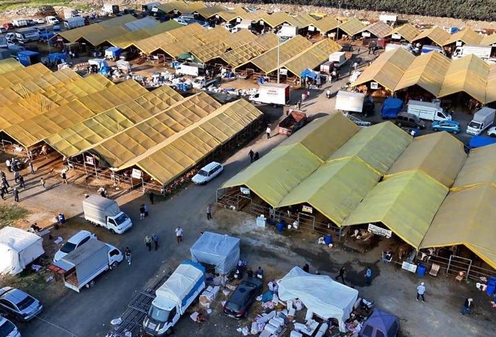 Kurban kesim alanlarında yoğunluk havadan görüntülendi