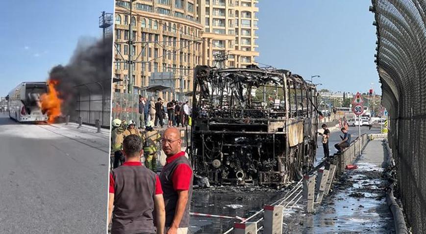 Sultangazi’de otobüste yangın: Tramvay seferleri durdu