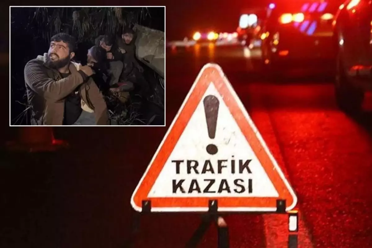 Dur ihtarına uymadı, kaza yaptı! Araçtan 9 göçmen çıktı