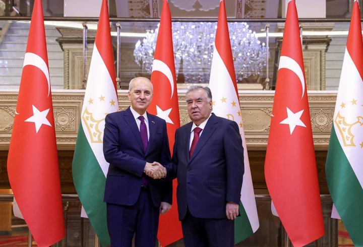 Tacikistan Cumhurbaşkanı Rahman, TBMM Başkanı Kurtulmuş’u kabul etti