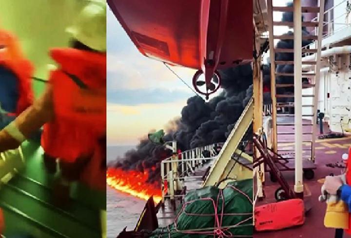 Ukrayna’nın saldırısının ardından geminin içerisindeki panik kamerada