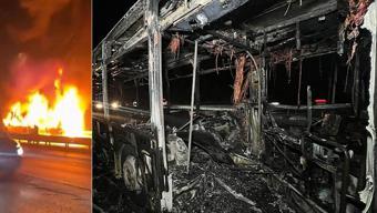 Arnavutköyde yanan İETT otobüsü küle döndü