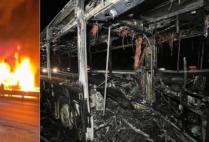 Arnavutköy’de yanan İETT otobüsü küle döndü