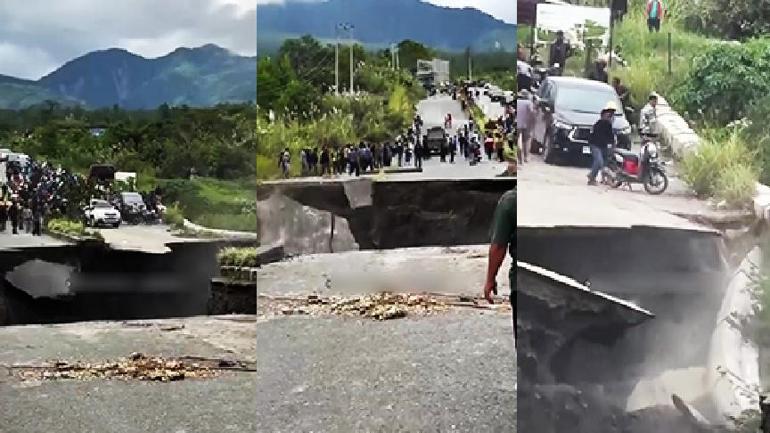 Endonezya’da yol böyle çöktü Felaket anı kamerada