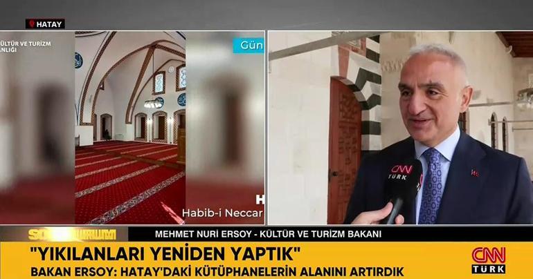 Bakan Ersoy CNN TÜRKe konuştu: Hatayda kültürel çalışmalarda son durum