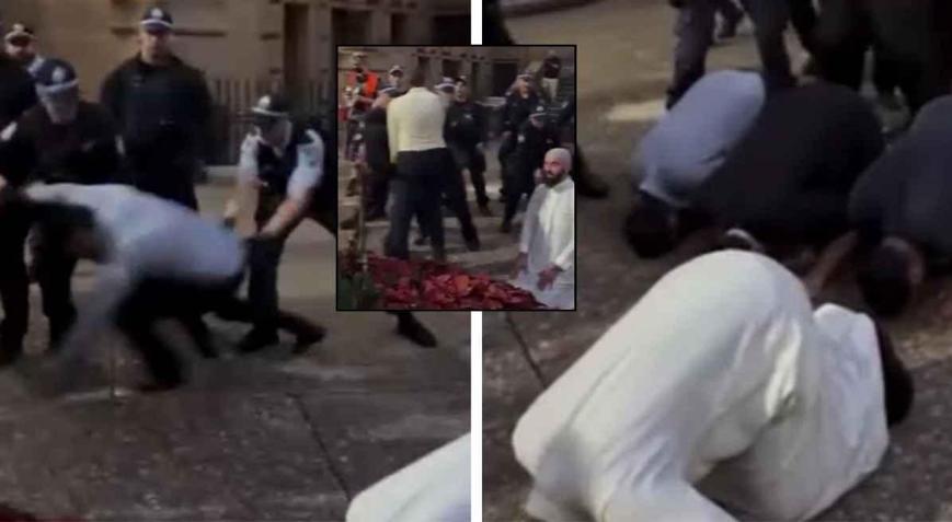 Namaz kılan protestoculara sert müdahale! Avustralya’da sokaklar karıştı