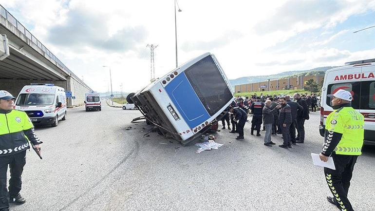 SON DAKİKA... Öğrenci otobüsü aracın üzerine devrildi: 46 yaralı
