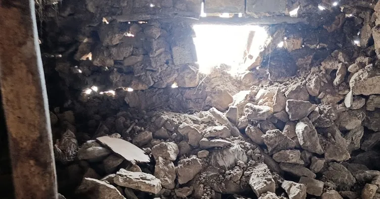 Van’daki depremde bir ahır çöktü!