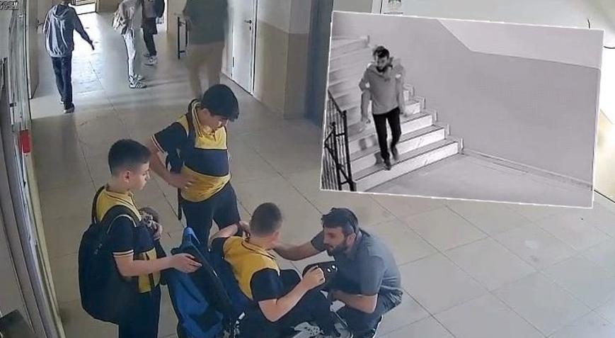 Yürekleri ısıtan görüntü… Bedensel engelli öğrencisini sırtında taşıdı