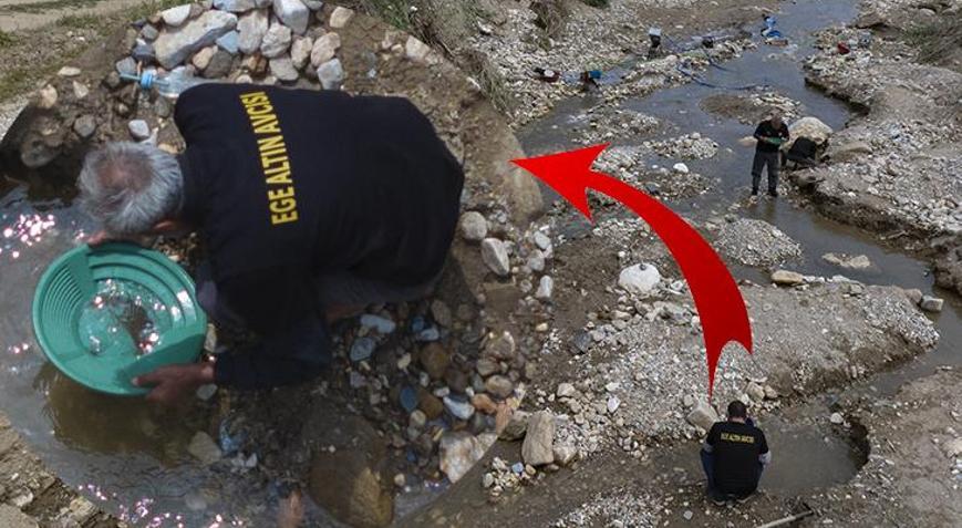 İlçede son çılgınlık! Günlerce arayıp, gram gram topluyorlar: Su geldikçe altın geliyor