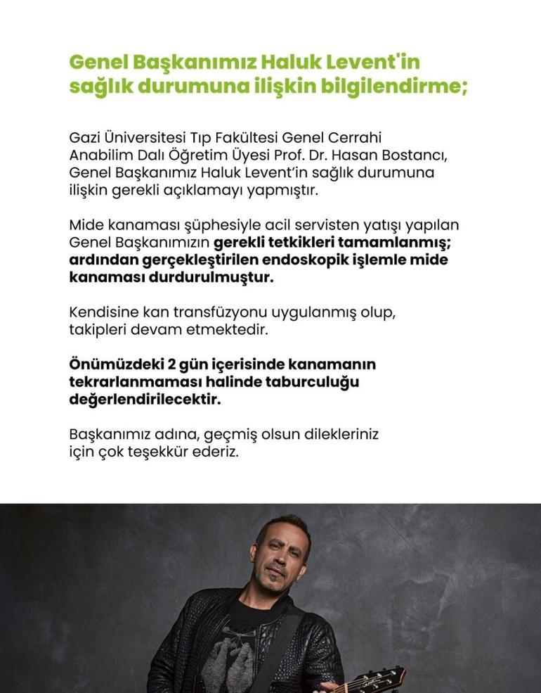 Haluk Leventin sağlık durumu nasıl Müjdeli haber geldi İşte Ahbap Derneği taburcu olacağı tarihi açıkladı