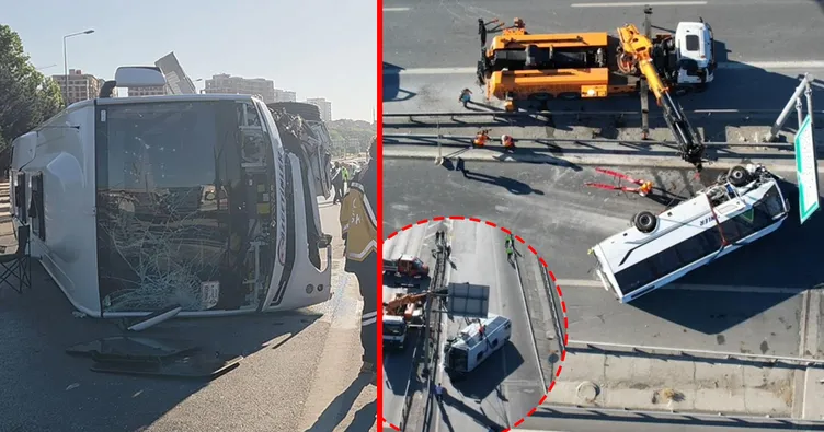 Sultangazi’de can pazarı! Midibüs bariyerlere çarparak devrildi: Yaralılar var!