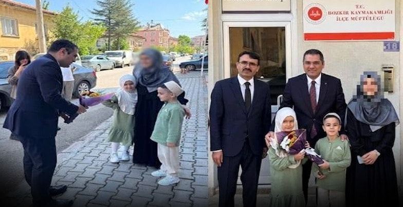 Tepki çeken görüntü! Kadının yüzü sansürlendi, çocuklara tavaf yaptırıldı