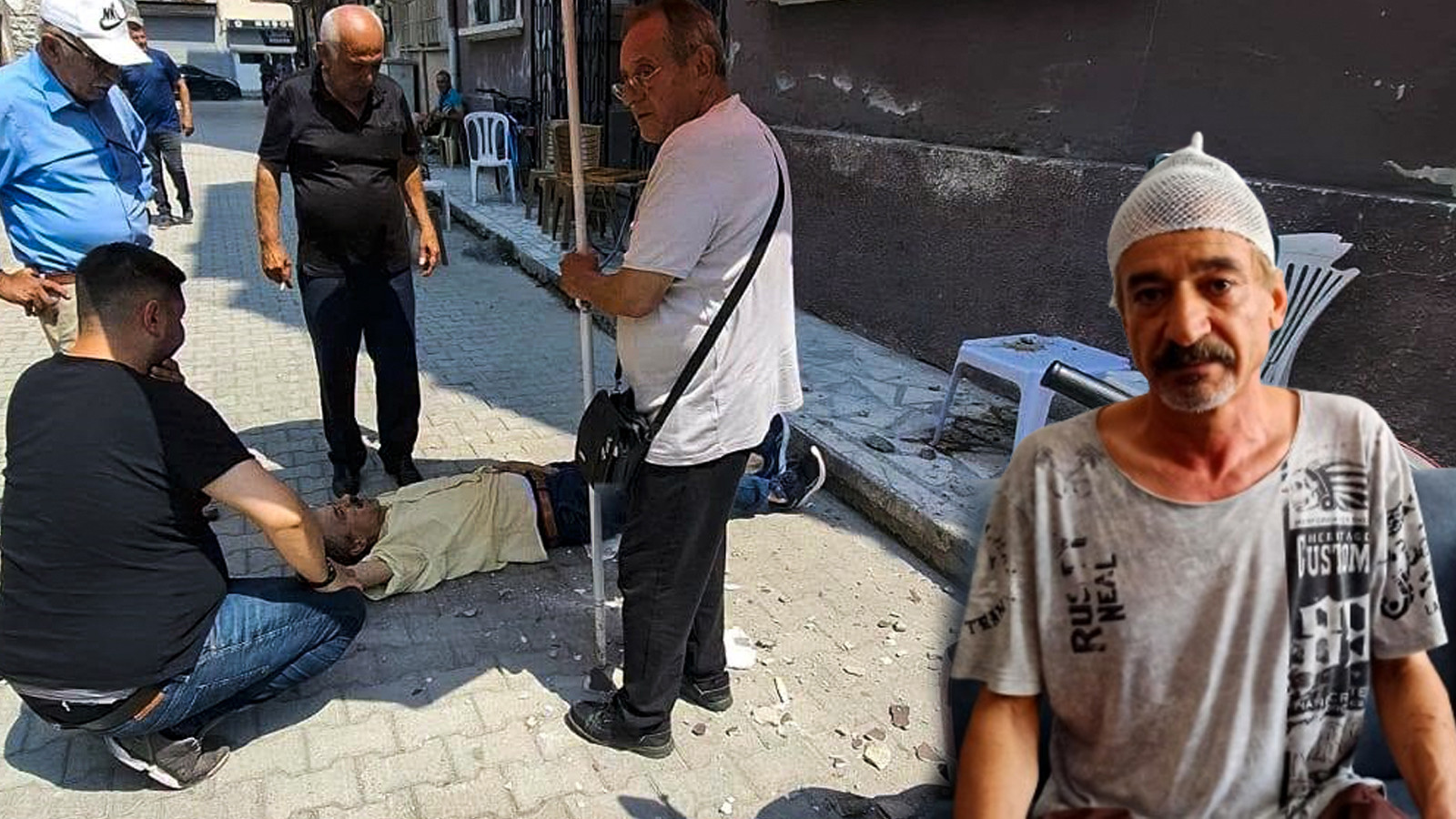 Kaldırımda çay keyfi kabusa döndü… Az daha canında oluyordu